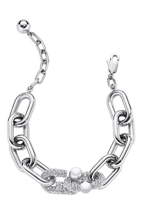 Furla, Bratara tip lant din otel inoxidabil cu cristale, Argintiu