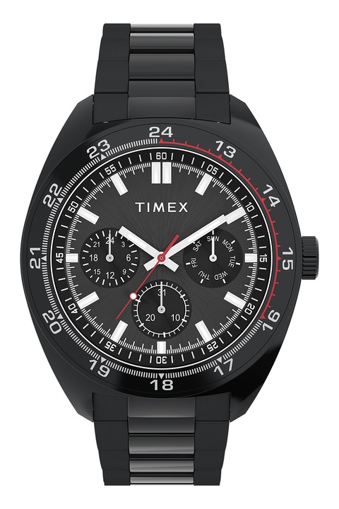 Timex, Овален часовник от неръждаема стомана Trend - 45 мм, Черен