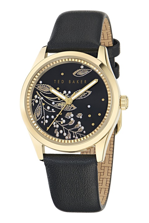 Ted Baker, Ceas din otel inoxidabil cu curea din piele Colly - 34 MM, Negru