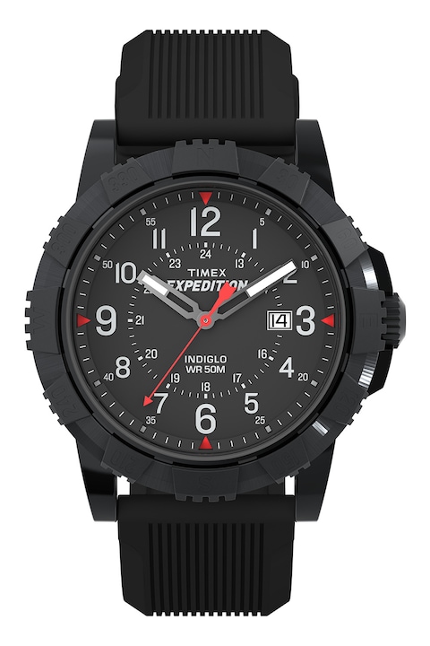 Timex, Аналогов часовник Expedition North със силиконова каишка - 45 мм, Черен