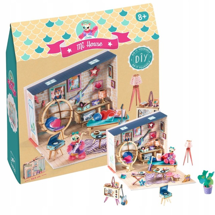 Set Creativ Casa de Papusi MI HOUSE STELLA, Djeco, dimensiuni 16.5x14.5x5cm, pentru copii 8+