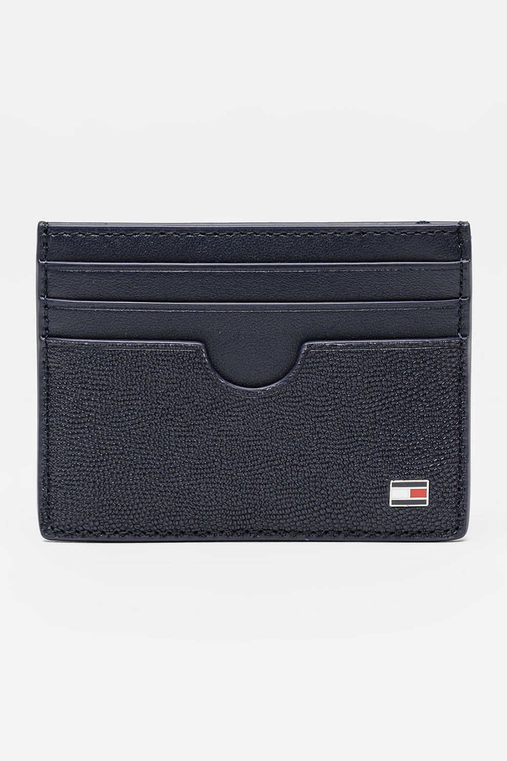 Tommy Hilfiger, Portcart de piele cu logo, Bleumarin