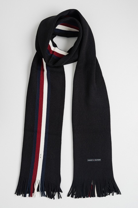 Tommy Hilfiger, Раиран шал с вълна, Бял, Бордо, Черен