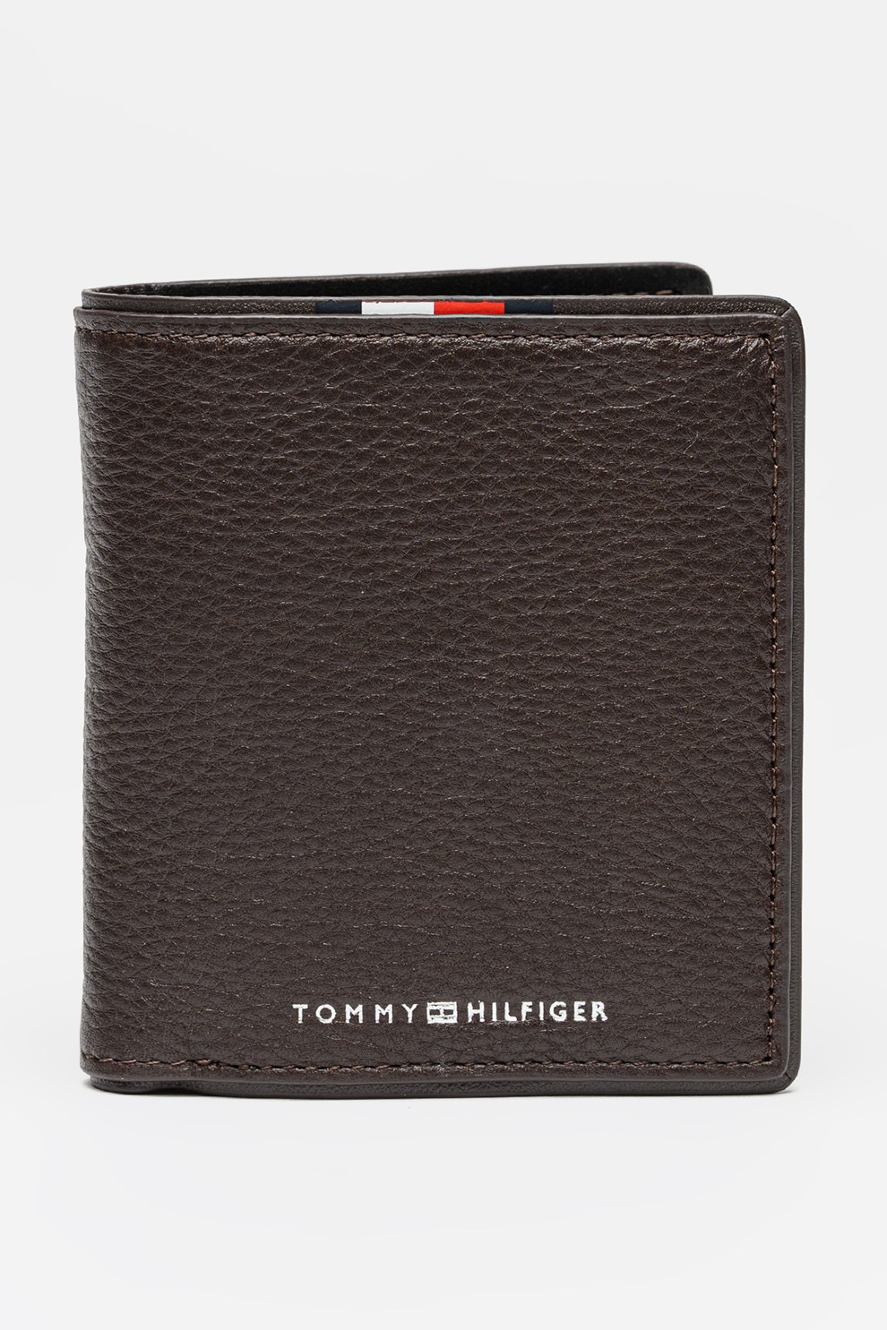 Tommy Hilfiger, Portofel pliabil de piele Corporate, Maro inchis