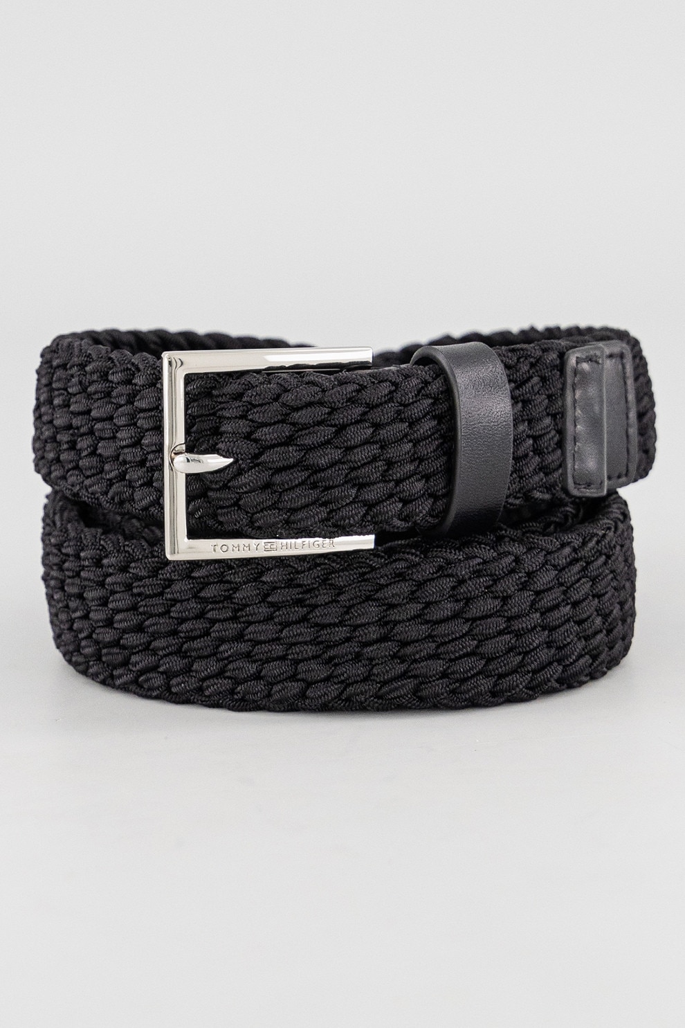 Tommy Hilfiger, Curea din piele cu model tesut, Negru, 105