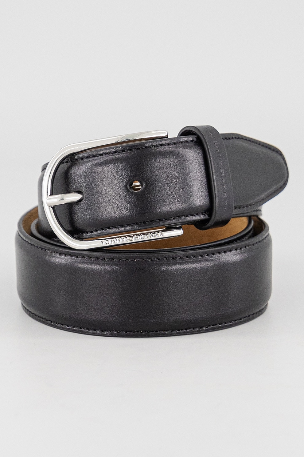 Tommy Hilfiger, Curea din piele cu inchidere cu catarama, Negru, 110