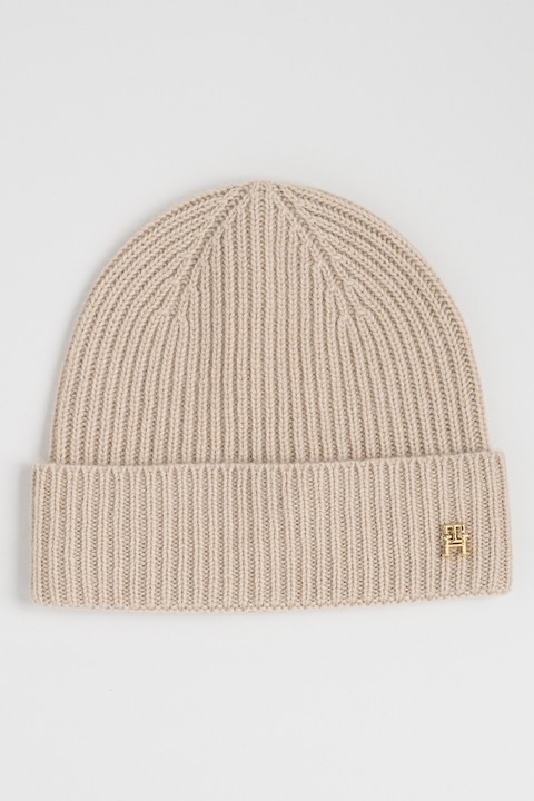 Tommy Hilfiger, Рипсена шапка от кашмир, Бежов