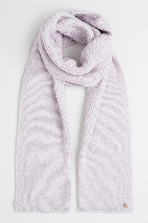 Tommy Hilfiger, Fular din amestec de lana cu model torsade, Lila