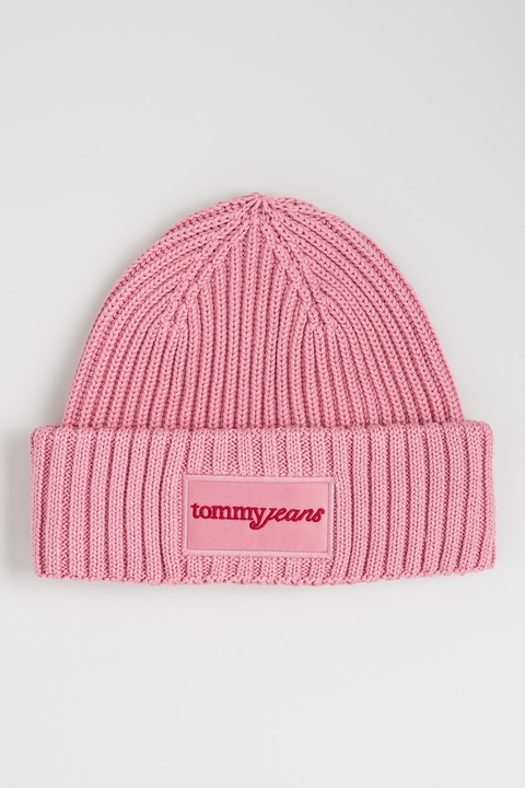 Tommy Jeans, Caciula elastica cu aplicatie logo Script, Roz prafuit