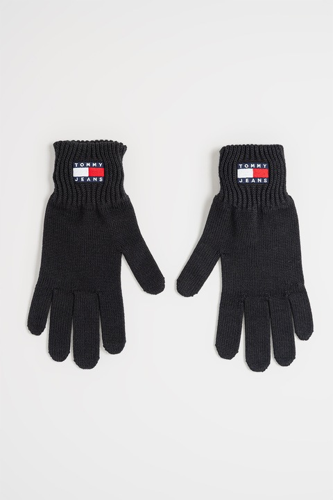 Tommy Jeans, Manusi tricotate cu logo Heritage, Negru