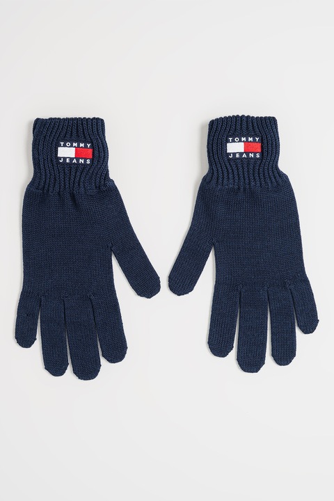 Tommy Jeans, Manusi tricotate cu logo Heritage, Bleumarin