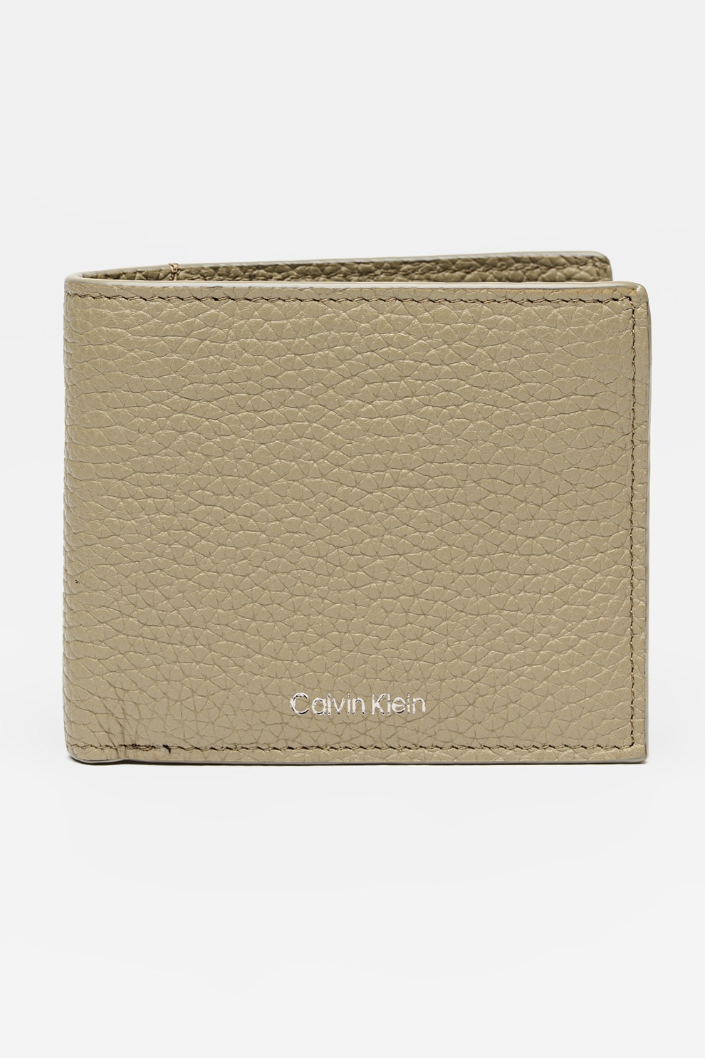 CALVIN KLEIN, Portofel pliabil de piele cu logo discret, Kaki