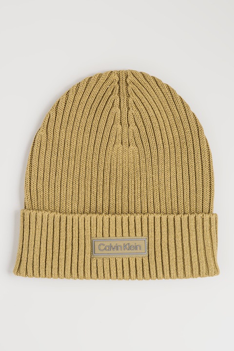 CALVIN KLEIN, Caciula striata din amestec de casmir, Verde fistic