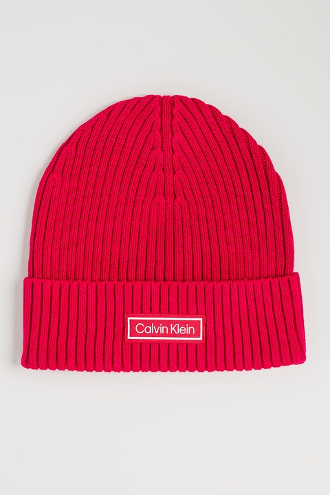 CALVIN KLEIN, Caciula striata din amestec de casmir, Roz zmeuriu