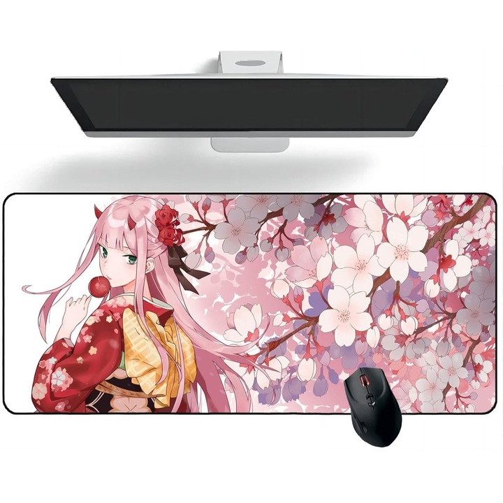 Подложка за мишка Anime Sakura за игри, размери 800 x 300 x 3 мм, повърхност Speed Surface, неплъзгаща се основа за офиса, гума