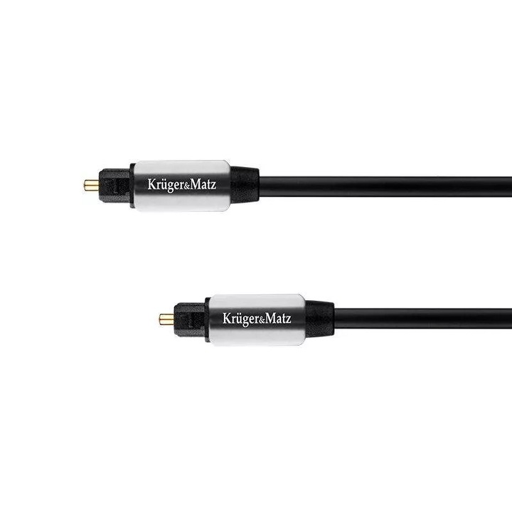 Cablu optic Toslink 1m Kruger&Matz, transfer audio digital, conectori Toslink