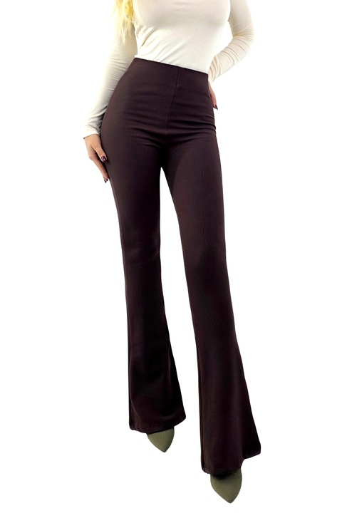 Pantaloni vatuiti, slim evazati, FashionForYou, model TetraFlex, Maro