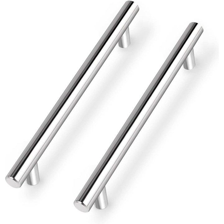 Maner de mobila tip balustrada pentru sertare, dulapuri, culoare argintie din otel, 10 buc, 256mm