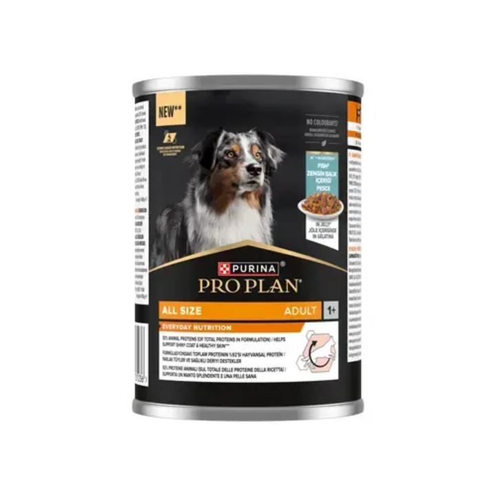 Hrana umeda pentru caini PRO PLAN® EVERYDAY NUTRITION Adult, bogat în Pește, toate taliile, 12x400g
