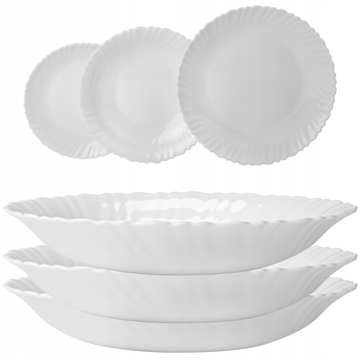 Set 6 Tavi Adanci Albe din Sticla - Festa Italia Agnes