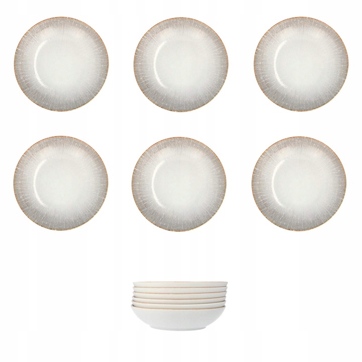 Lubiana Roma 22 cm mélytányér készlet, 6 db, porcelán, egyedi design, tartós