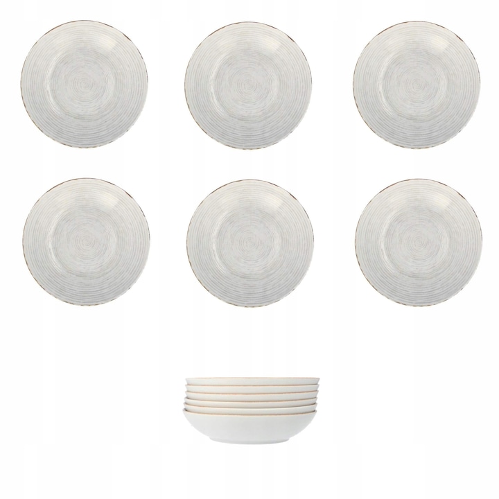 6 db-os Tavi Adanci Lubiana Roma 22 cm-es tányérkészlet, porcelán, egyedi design, ellenálló