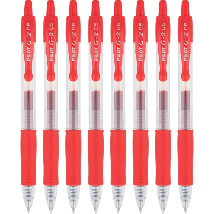Писалка с гел Pilot G2 Premium, изключително тънък връх, червена, комплект 8 броя