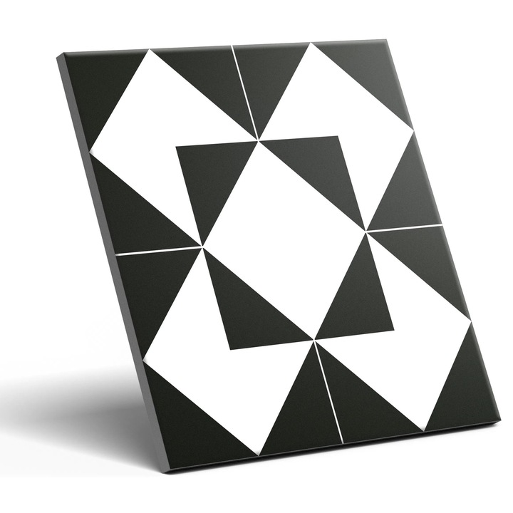 Placa de gresie, OLIVIA Victorian HAROLD 20x20 cm, mat, negru-alb, Gat. I