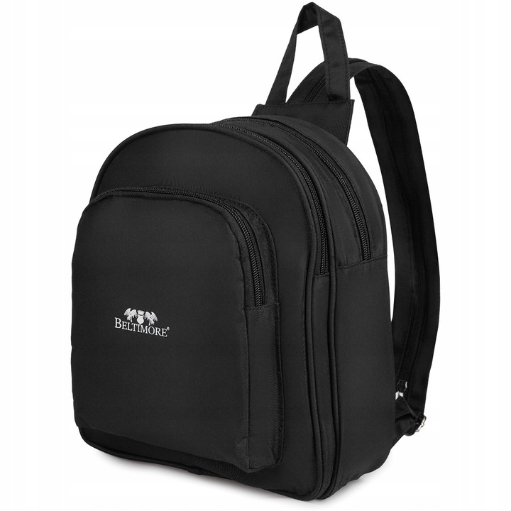 Компактна дамска раница, три отделения, черна, Beltimore