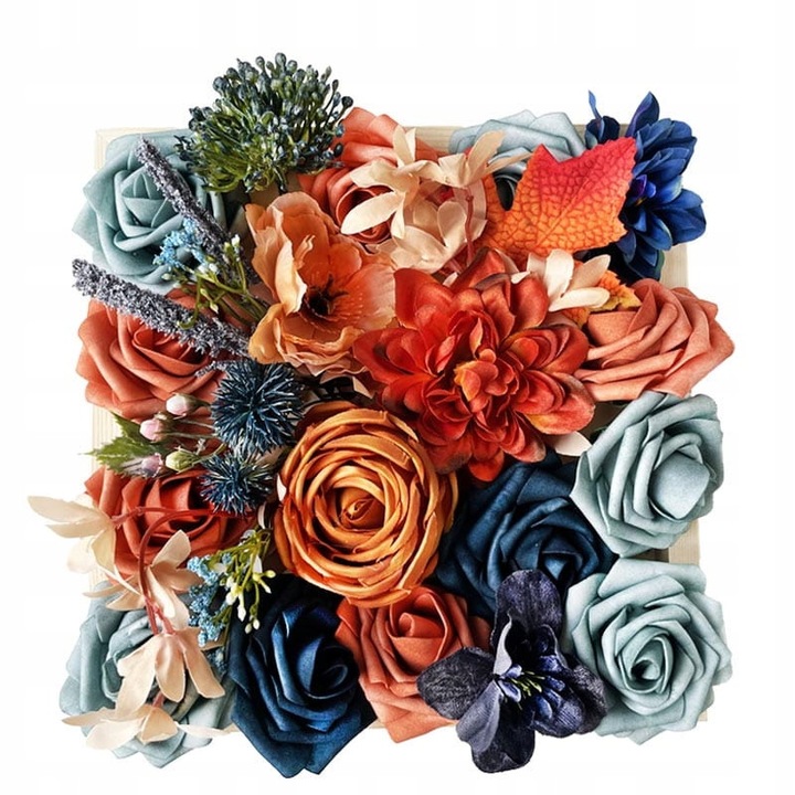 Комплект Креативни 3D Цветя DIY - Елементи Природа - Синьо, Оранжево