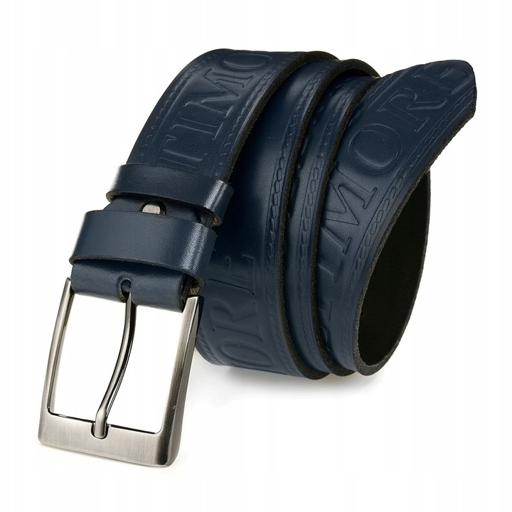 Мъжки кожен колан за панталони, Beltimore, класически, тъмносин