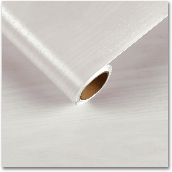 Fehér fa hatású öntapadós tapéta, CE, 30cm x 200cm