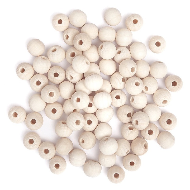 Set de margele din lemn, DALPRINT, 12mm, 40g, bej