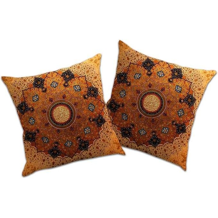 2 db CE díszpárna, mandala, narancssárga, 50x50cm