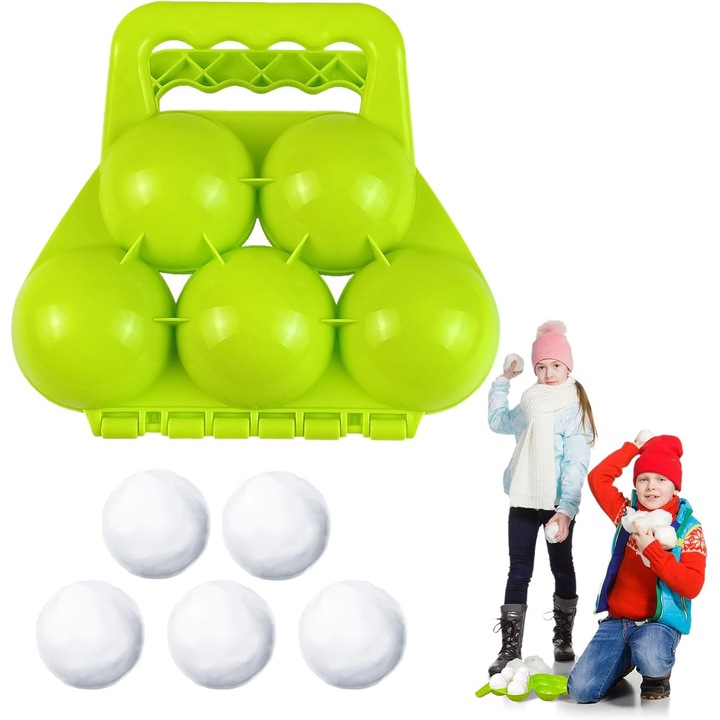 Matrita pentru bulgari de zapada CE, jucarie interactiva, 5 locuri, verde