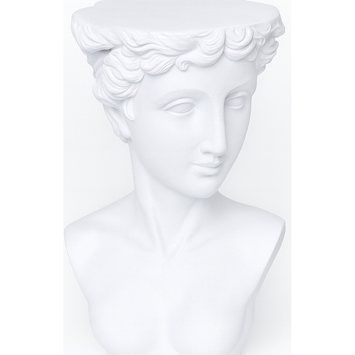 Скулптурна масичка, Вернер, женски бюст, матово бял финиш, 35x34.5см