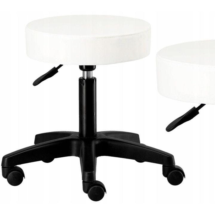 Taburet cosmetic Calissimo, mobil, piele ecologica, 43-56cm x 50cm x 34,5cm, negru