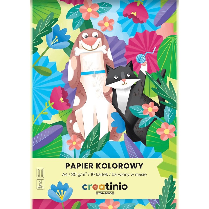 Kreatív papír, Creatinio, A4, 80 g, intenzív színek, 10 lapos készlet