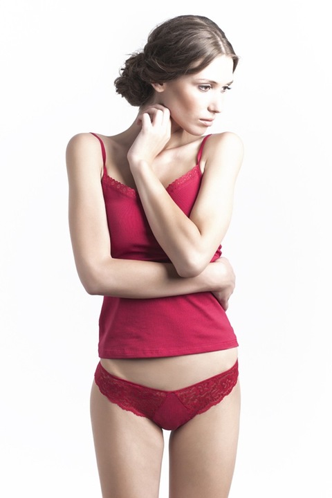 Chiloti brazilian cu dantela pentru femei TF10 Uniconf, Rosu