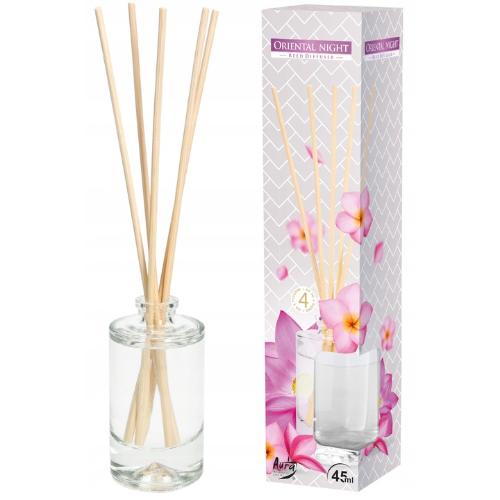 Odorizant camera Bispol, Dyfuzor Orientala Noapte, 45ml, set cu 5 betisoare, 20cm