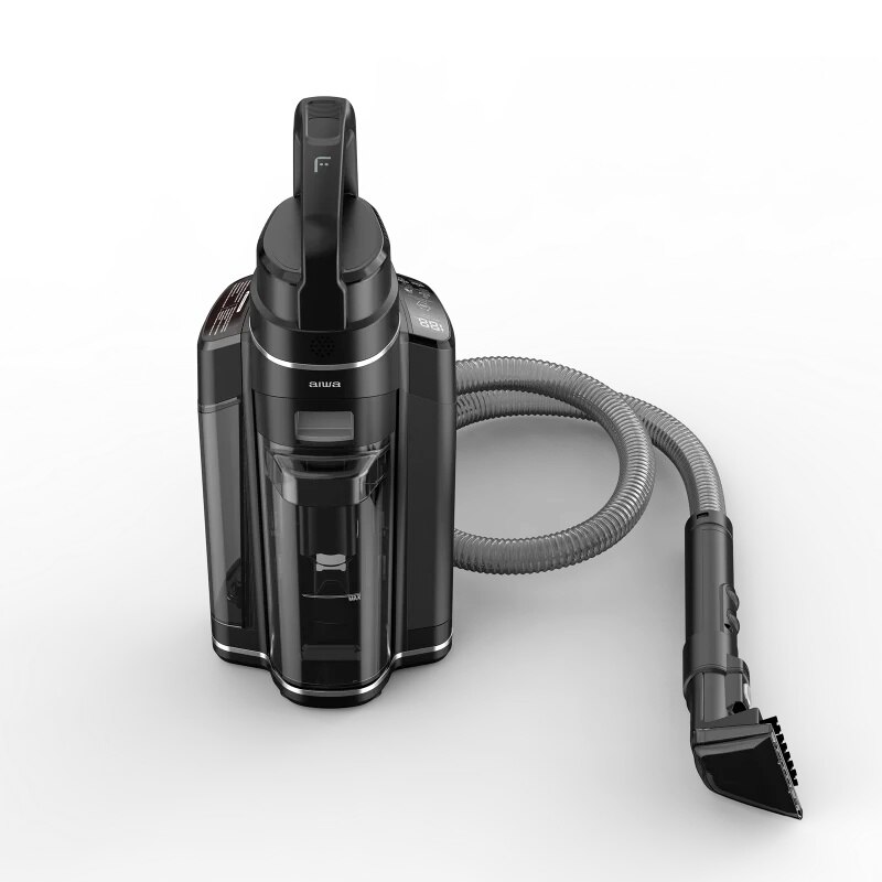 Aspirator vertical Aiwa MIZUSUI PRO AFC-800, 2 in 1 Uscat si Umed, 200W, 11kPa, 18V~ 5200mAh, Autonomie de Pana la 60 de Minute, Rezervor Dublu, Baza cu Autocuratare, Usor de manevrat, 10 Accesorii Incluse, Gri inchis