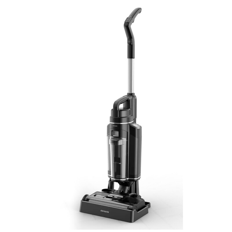Aspirator vertical Aiwa MIZUSUI PRO AFC-800, 2 in 1 Uscat si Umed, 200W, 11kPa, 18V~ 5200mAh, Autonomie de Pana la 60 de Minute, Rezervor Dublu, Baza cu Autocuratare, Usor de manevrat, 10 Accesorii Incluse, Gri inchis