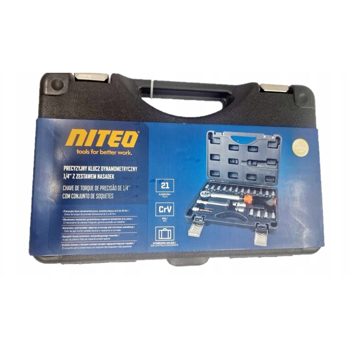 Cheie Dinamometrica 1/4" NITEO TOOLS 5-25 Nm cu 21 Piese