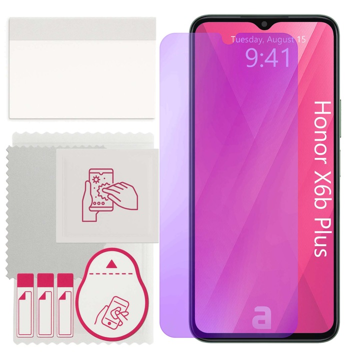 Sticla de protectie ANTI-BLUE apgo pentru Honor X6b Plus – sticla hibrida, securizata pentru display, lucioasa, pro flexible Hybrid Glass, 9H, full glue