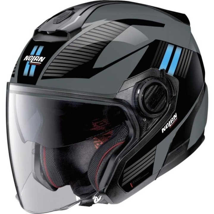 Casca Moto Jet N40-5 Crosswalk N-Com Slate Grey Black/Light Blue 24 M (57/58)