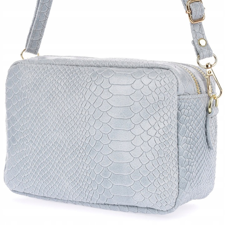 Geanta de umar din piele naturala, bleumarin, 22x1v5x10cm, cu curea reglabilasa