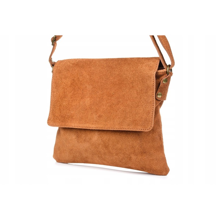 Beltimore női táska, teljes egészében velúr bőrből, teve színű, mérete 30x25x4cm, állítható pánttal