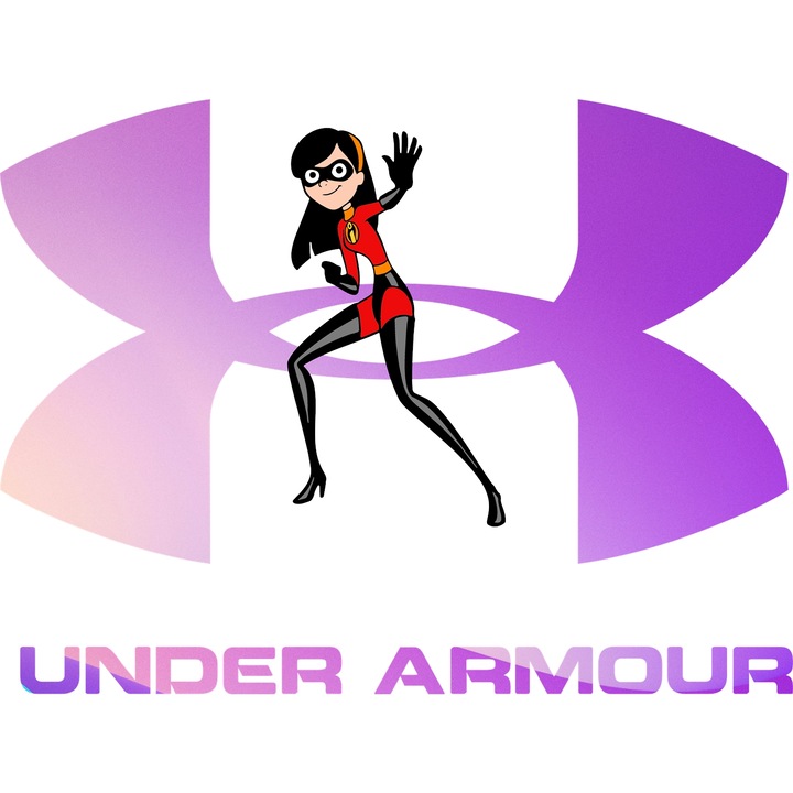 Sticker Adeziv Cu The Incredibles, Cu Textul "Under Armor" - Design 13, cu Margini Albe, PVC Vinyl 40CM
