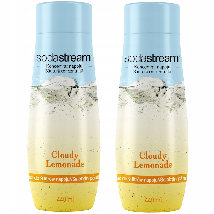 Set 2 siropuri SodaStream 2x Lemonada 440ml, gust citric, preparare 9L bautura