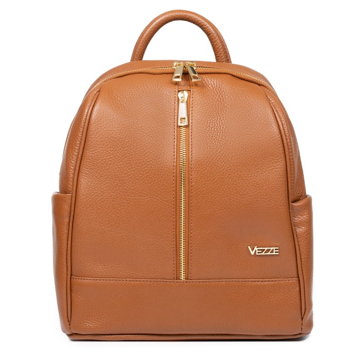 Кожена раница, Vezze, 5 джоба, цвят ръждив